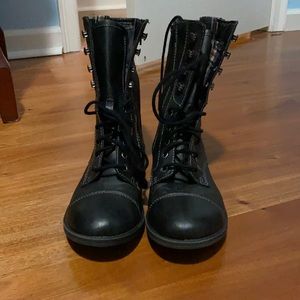 Black combat boots